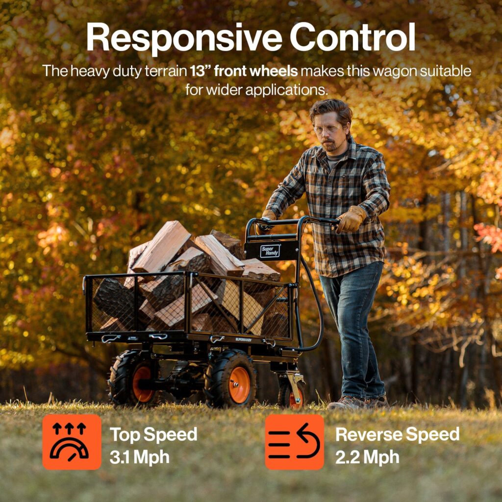 SuperHandy Electric Utility Wagon Pro - 48V 7Ah AGM Battery, 660Lb Max Weight view 3
